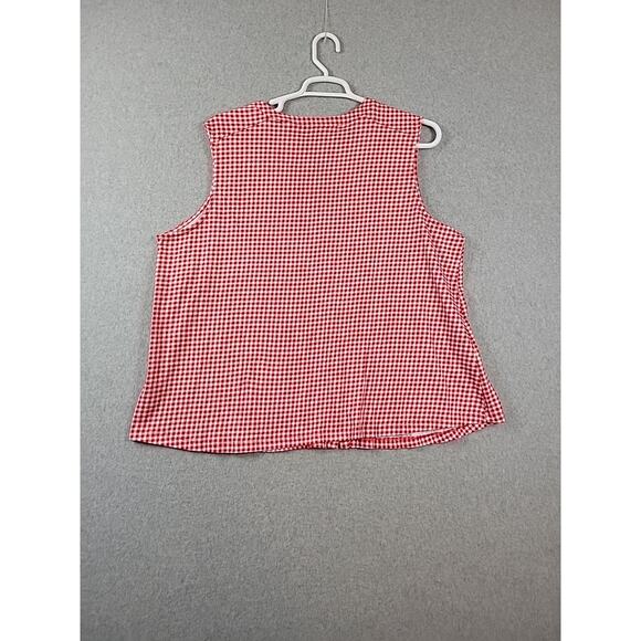 Lands' End Red Gingham Check Sleeveless Button Up Tank Women's Plus 2X - Picture 5 of 11
